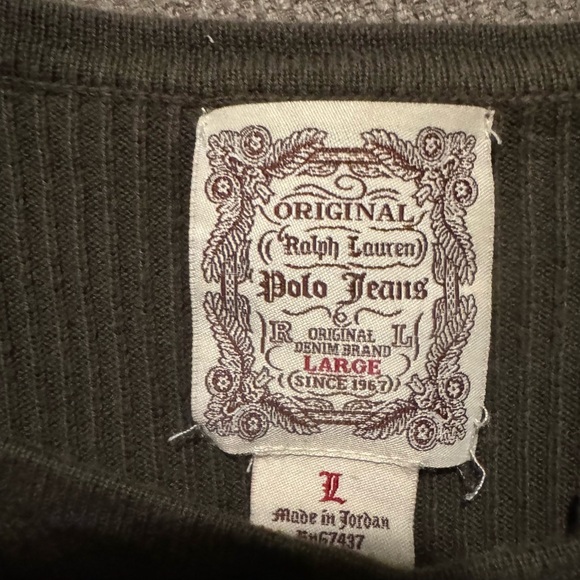 Polo Jeans, olive green button up long sleeved shirt, SIZE LARGE - Picture 4 of 5